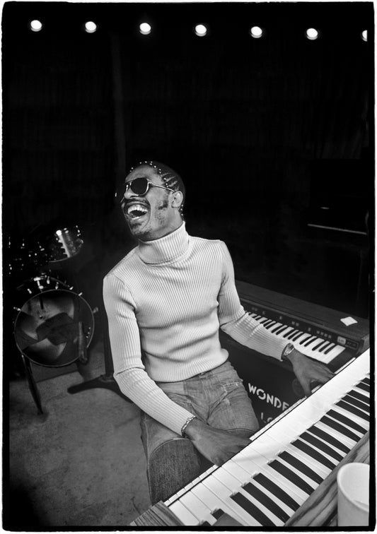 Stevie Wonder, (side) Los Angeles, CA, 1974 by Al Satterwhite