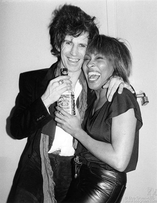 Keith Richards and Tina Turner backstage at The Ritz, NYC, 1983 by Bob Gruen