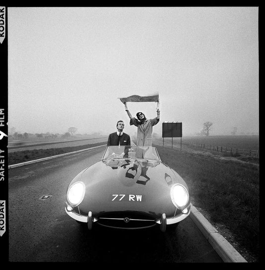 E-Type Jag on The M1 Motorway, 1st June 1961, by Brian Duffy