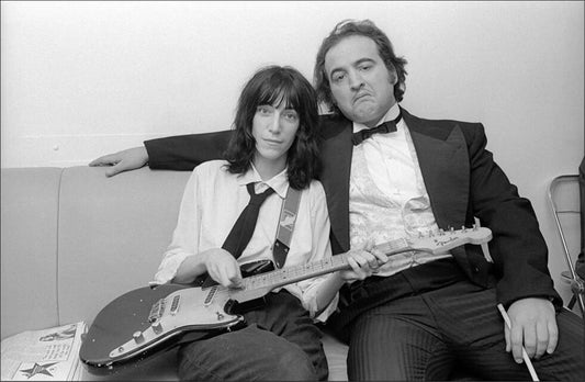 Patti Smith and John Belushi, Backstage Saturday Night Live 1976 by Allan Tannenbaum