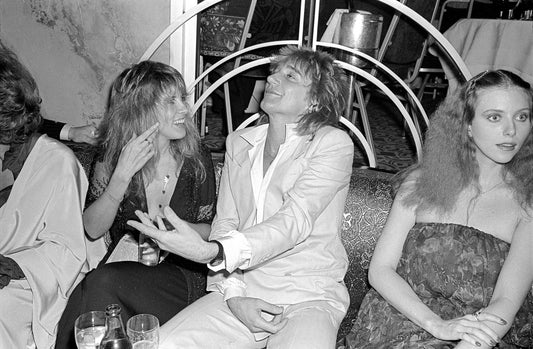 Rod Stewart, Stevie Nicks & Bebe Buell at a party, New York, 1977 by Allan Tannenbaum