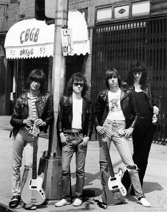 The Ramones outside of CBGB’s, NYC, 1975 by Bob Gruen