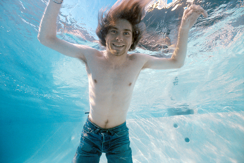 Kurt Cobain, Nirvana Nevermind, Swimming Photo, 1991 by Kirk Weddle