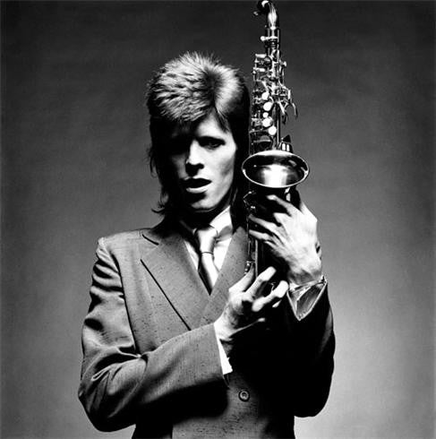 David Bowie, Sax Portrait, 1972 by Mick Rock