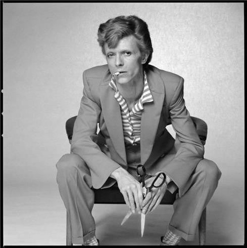 David Bowie, Scissors, 1974 by Terry O'Neill